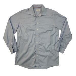 Eton Dress Shirt Men 17.5 Breeze Blue SLIM Fit Long Sleeve Cotton Button Up